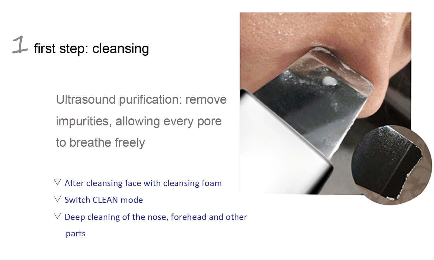 Meiigobeauty ultrasound skin scrubber of SC002 CLEAN - Ultrasonic skin spatula for makeup removal - SC003